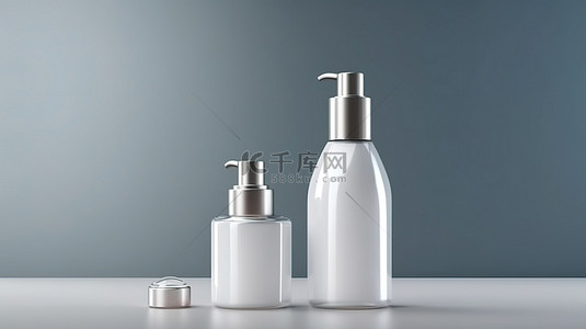 品牌护肤背景图片_令人惊叹的高品质护肤瓶 3D 渲染，包括白管和水滴品种