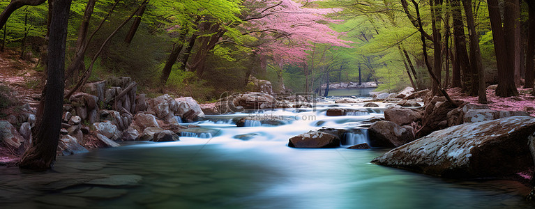 沙巴背景图片_照片：森林里有树木和天然水流