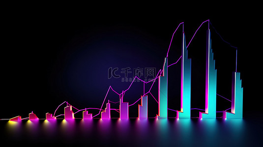 带有上升箭头的金融图表中上升趋势的 3d 插图