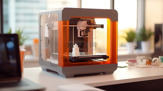 打印纸逼真背景图片_时尚且先进的 3D 打印机，具有塑料打印功能