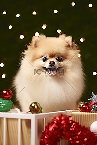 博美犬圣诞快乐标志