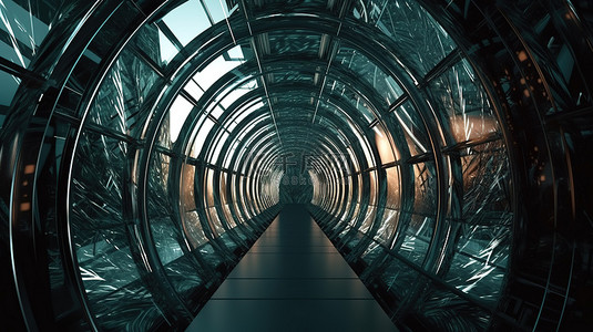 华丽光背景图片_4k 超高清华丽玻璃隧道令人惊叹的 3D 插图