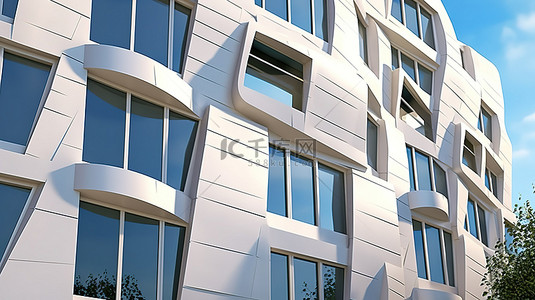 大楼公寓建筑背景图片_现代风格住宅建筑立面设计3D渲染