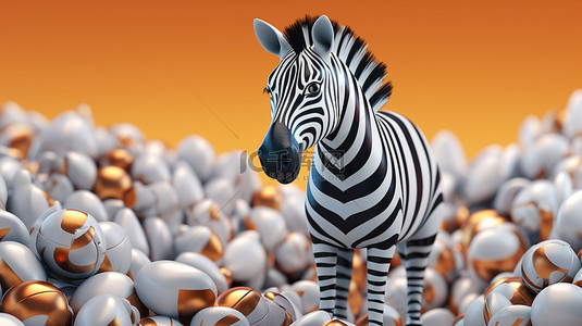 斑马条纹背景图片_俏皮的3D斑马渲染