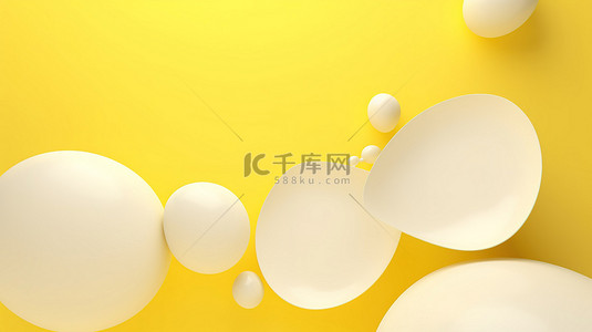 短彩信背景图片_带有孤立的 3d 白色气泡的黄色横幅背景