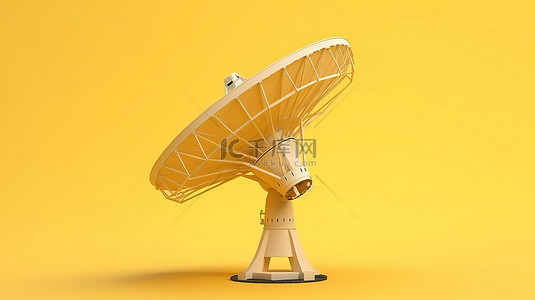 無線上網背景图片_黄色背景的 3D 渲染，在卫星天线上设有大型雷达天线