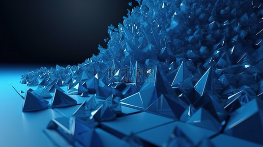 蓝色抽象几何背景 3D 渲染技术杰作