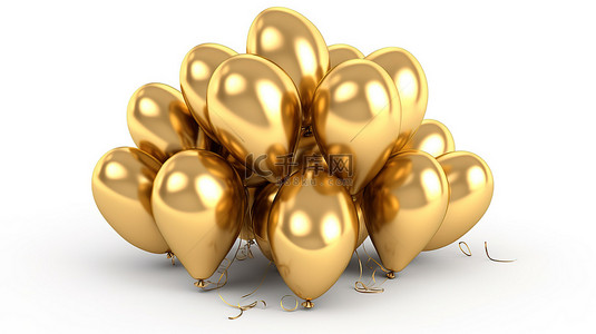 3D 插图中的金色气球庆祝 20 年