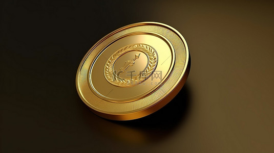 闪亮的金色美元按钮的 3D 插图被隔离并以高质量呈现