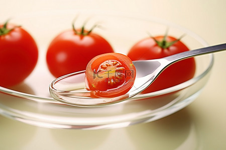 饮食餐牌背景图片_一个西红柿勺子和一个饮食秤