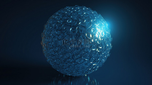 蓝色环境中抽象球体的 3D 孤立插图