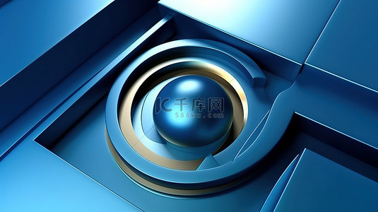 圆圈背景图片_3D 抽象渲染中描绘的蓝色几何形状