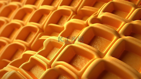 黄色华夫饼纹理背景的高清 3D 渲染