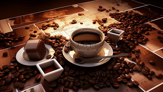 休闲咖啡背景图片_咖啡美式饮品茶具