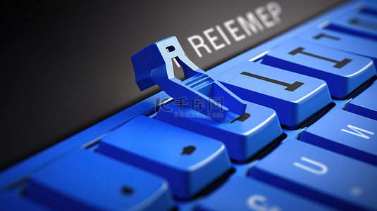 建议在白色 PC 键盘上使用特写蓝键的 3D 渲染