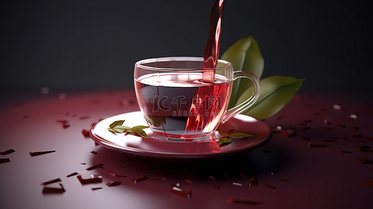茶树背景背景图片_一杯茶的 3d 插图
