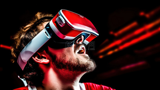 人耳背景图片_戴着虚拟现实眼镜享受体育游戏的人
