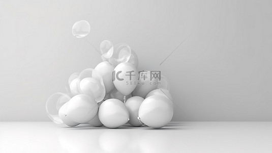 3d 哑光白色气球背景渲染
