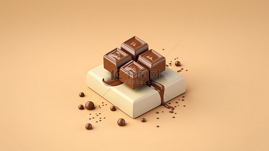 3D 渲染巧克力是创意食品设计的极简主义