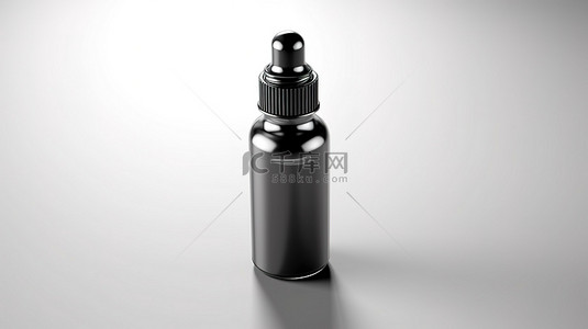 药房背景背景图片_白色背景口音黑色虚空样机滴管瓶 3D 渲染