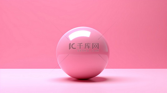 几何抽象粉红色球体 3d 简约渲染