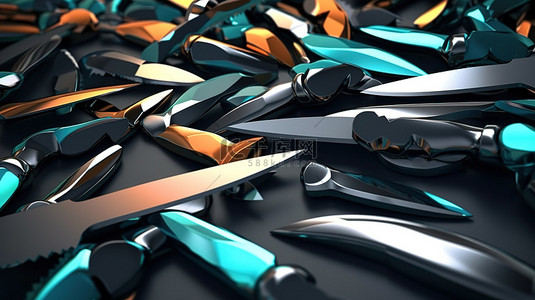 剑背景图片_3D 渲染中的艺术刀片设计