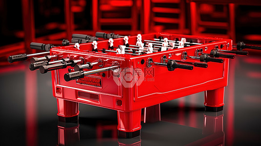 套圈游戏背景图片_街机视频游戏柜中的红色足球桌，带有 3D 单色图标