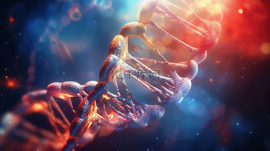 医疗科技元素背景图片_医学中 DNA 链和癌细胞概念的 3D 插图