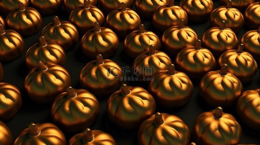 骷髅南瓜背景图片_万圣节 3D 渲染中的怪异南瓜图案