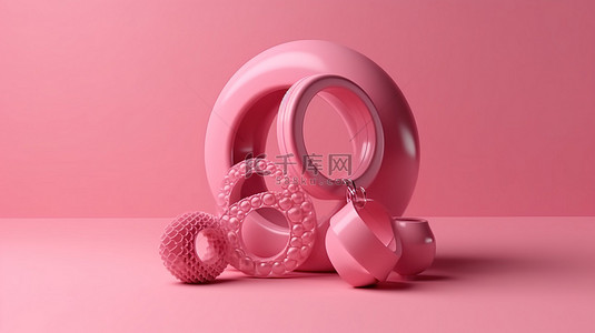 情人节的背景背景图片_以 3d 形式描绘的粉红色心形爱情符号，具有匹配的背景