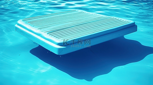 暑假户外背景图片_蓝池双色调跳板的 3D 渲染