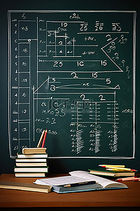 一块黑板和白铅笔，上面写着一些公式