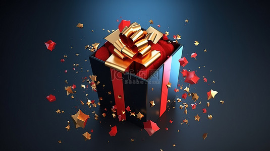 惊喜背景图片_一份让你惊喜的圣诞礼物 3D 渲染盒图