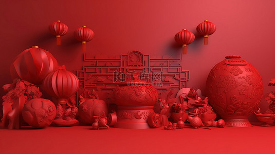 虎年中国新年背景图片_3d 中的中国新年庆祝活动