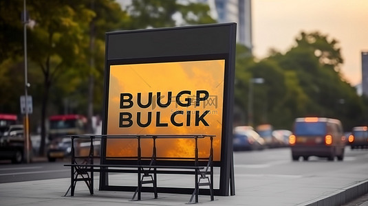 城市公交背景图片_公交车站黑色星期五广告牌广告的 3D 模型
