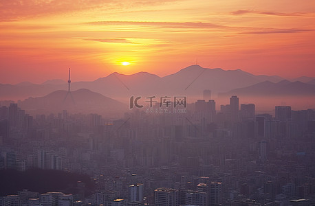 大吉大利天天吃鸡背景图片_从利兹山顶俯瞰首尔市