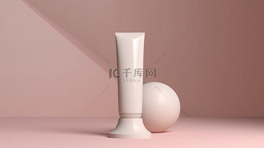 化妆品乳霜背景图片_立柱讲台上化妆品乳液管的简约 3D 渲染