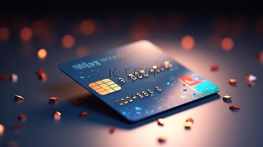 支付验证背景图片_带有经过验证的刻度的 3D 渲染信用卡的高级照片