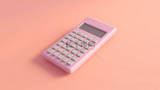 1 粉红色背景下的 3D 渲染插图计算器