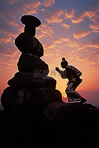 庆祖背景图片_日本的夕阳天空跆拳道