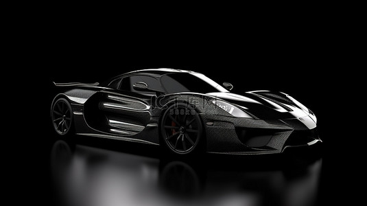 快速跑背景图片_碳纤维背景下时尚黑色跑车的令人惊叹的 3D 渲染