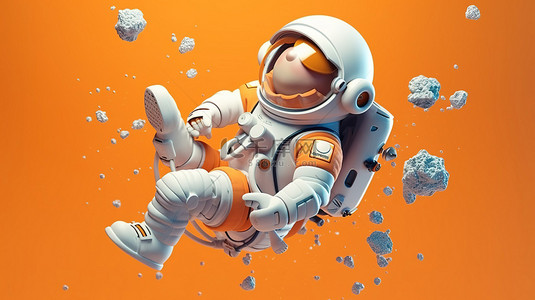g国家公祭日背景图片_宇航员在 3D 插图中玩得很开心