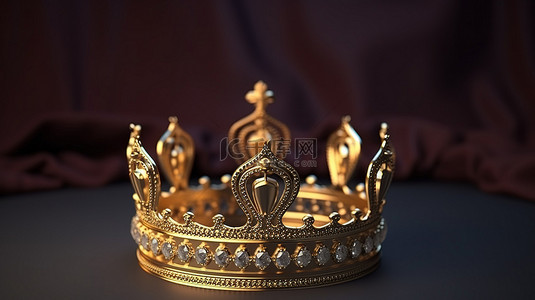 帕特尔背景下豪华王子皇冠的 3D 渲染，具有成功和胜利的概念