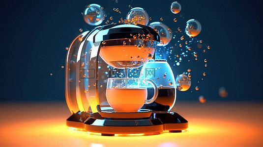 泡泡机背景图片_3d 渲染的咖啡机产生气泡