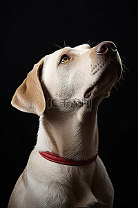 小女孩看着星空背景图片_一只灰色拉布拉多猎犬正在抬头看着一个白色的工作室