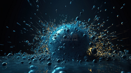科技球体背景图片_混沌粒子 3d 渲染中的未来背景蓝色球体