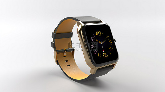 带手表背景图片_时尚时尚的现代智能手表，带白色背景的表带，以 3D 呈现