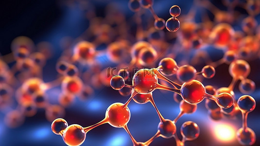 医疗中背景图片_抽象物理背景中分子科学的 3d 插图