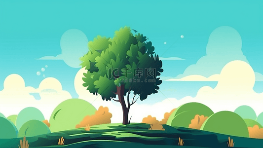 风景树木绿色插画背景