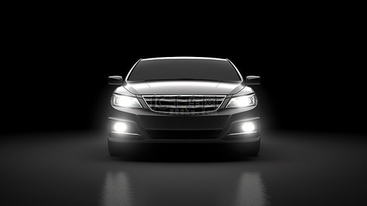 非机动车头背景图片_一辆无品牌汽车的 3D 插图，车头灯尽收眼底